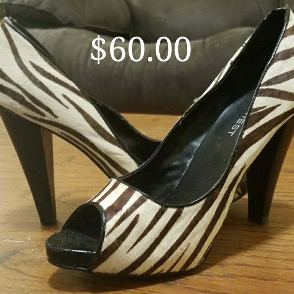 Zebra faux fur shoes
